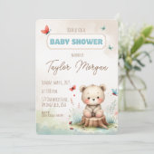 Cute Woodland Bear Baby Shower Invitation 招待状 (スタンド正面)