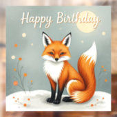 Cute Woodland Brown Fox Happy Birthday ウィンドウサイン (シート2)