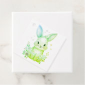 Cute Woodland Bunny Baby Shower Green Pastels フェイバータグ (インサイチュ)