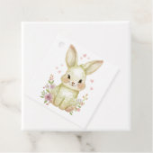 Cute Woodland Bunny Baby Shower Pastel Olive Green フェイバータグ (インサイチュ)