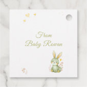 Cute Woodland Bunny Baby Shower Pastel Olive Green フェイバータグ (裏面)
