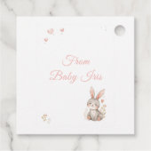 Cute Woodland Bunny Baby Shower Pink Bunny Pastel フェイバータグ (裏面)