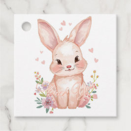 Cute Woodland Bunny Baby Shower Pink Bunny Pastel フェイバータグ