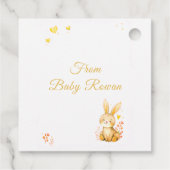Cute Woodland Bunny Baby Shower Yellow Pastels フェイバータグ (裏面)