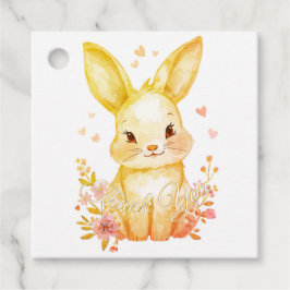 Cute Woodland Bunny Baby Shower Yellow Pastels フェイバータグ