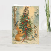 Cute woodland bunny christmas festive winter cozy  カード (裏面)