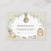 Cute Woodland Bunny Rabbit Diaper Raffle Insert エンクロージャーカード (正面)