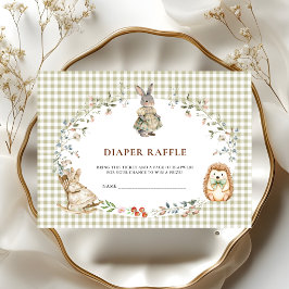 Cute Woodland Bunny Rabbit Diaper Raffle Insert エンクロージャーカード