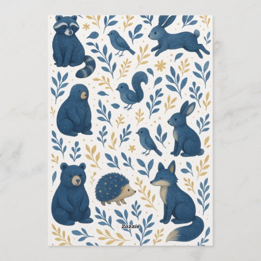 Cute Woodland Creatures |Rustic Forest Baby Shower 招待状 (裏面)