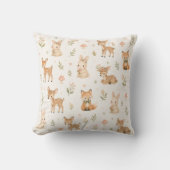 Cute woodland:Deer, Bunny and Fox Nursey design クッション (正面)
