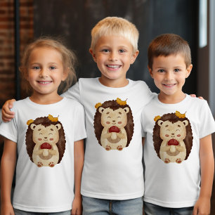 Cute Woodland Fall Hedgehog Kids T-Shirt Waterco Tシャツ