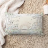 Cute Woodland Fawn & Fox ランバークッション (ブランケット)