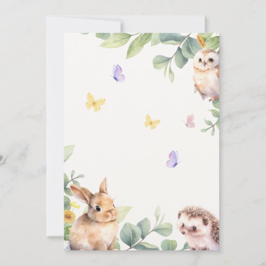 Cute Woodland Forest Animals 招待状 (裏面)