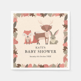 Cute Woodland Forest Animals Baby Shower スタンダードカクテルナプキン
