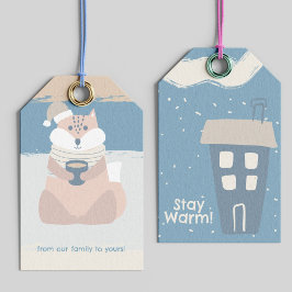 Cute Woodland Fox Christmas Holiday Gift Tags ギフトタグ
