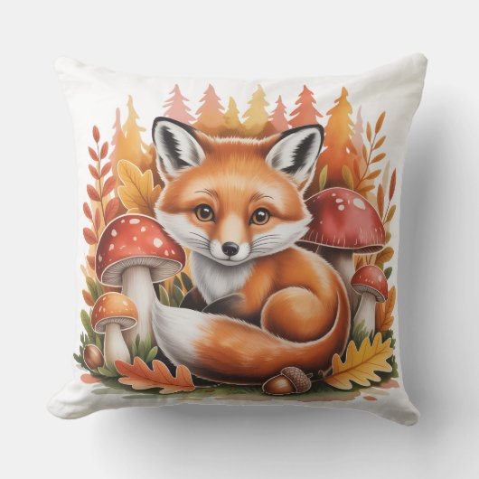 Cute woodland fox cottagecore  クッション (正面)