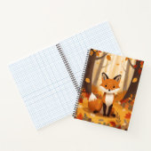 Cute Woodland Fox in Autumn Leaves Spiral Notebook ノートブック (内部)