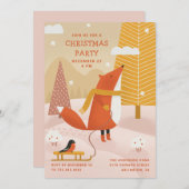 Cute Woodland Fox | Winter Forest Christmas Party 招待状 (正面/裏面)