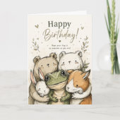 Cute Woodland Friends Birthday Card | Adorable Fro カード (正面)