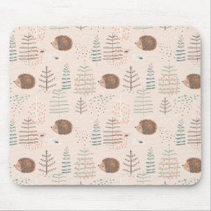 Cute Woodland Hedgehog Pattern マウスパッド