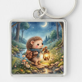 Cute Woodland Hedgehog With Lantern  キーホルダー