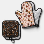Cute Woodland Mushroom Pattern Hot Pot Holders 鍋つかみ&鍋敷きセット (正面/裏面)