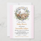 Cute Woodland Sleeping Doe Baby Shower Invitation 招待状 (正面)