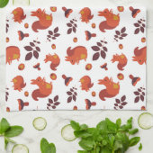 Cute Woodland Squirrel Autumn Pattern キッチンタオル (折り畳み)