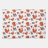 Cute Woodland Squirrel Autumn Pattern キッチンタオル (横)