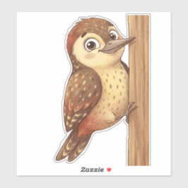 Cute Woodpecker Bird Sticker – Adorable Woodland A シール