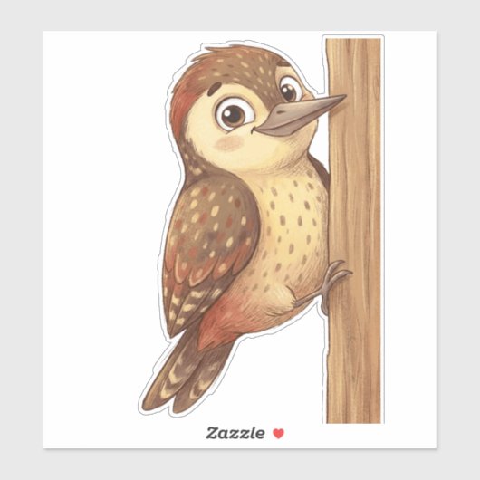 Cute Woodpecker Bird Sticker – Adorable Woodland A シール (シート)