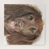 Cute Working Cocker Spaniel Hand Painted Square ジグソーパズル (横)