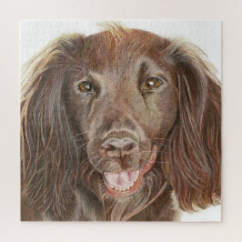 Cute Working Cocker Spaniel Hand Painted Square ジグソーパズル