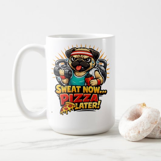 Cute Workout Dog T-Shirt for Fitness & Pizza Lover コーヒーマグカップ (ドーナツ)