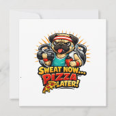 Cute Workout Dog T-Shirt for Fitness & Pizza Lover シーズンカード (正面)