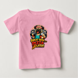 Cute Workout Dog T-Shirt for Fitness & Pizza Lover ベビーTシャツ