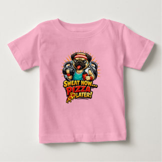 Cute Workout Dog T-Shirt for Fitness & Pizza Lover ベビーTシャツ