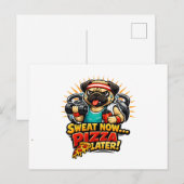 Cute Workout Dog T-Shirt for Fitness & Pizza Lover ポストカード (正面/裏面)