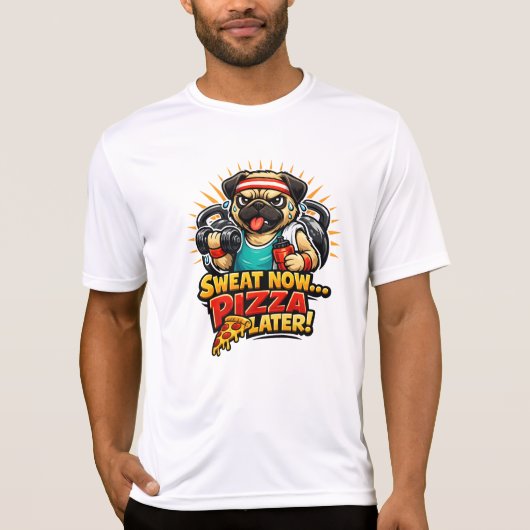 Cute Workout Dog T-Shirt for Fitness & Pizza Lover Tシャツ (正面)