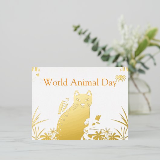 "Cute World Animal Day Postcard  箔シーズンポストカード (立ち正面)