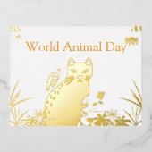 "Cute World Animal Day Postcard  箔シーズンポストカード (正面)