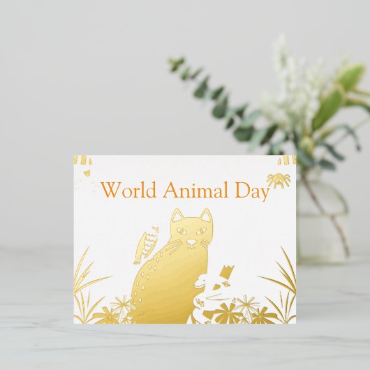 "Cute World Animal Day Postcard  箔シーズンポストカード (立ち正面)