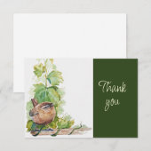 Cute Wren Bird Nature WatercolorThank you サンキューカード (正面/裏面)