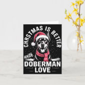 Cute Xmas Christmas Is Better With Doberman Nscher カード (黄色い花)