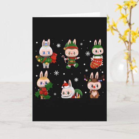Cute Xmas Labubu Lover Labubu The Monsters Christm カード (黄色い花)