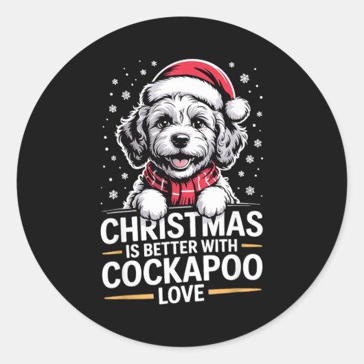 Cute Xmas Puppy Dog Christmas Is Better With Ao Lo ラウンドシール (正面)