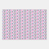 Cute Xmas RV Camper Van Trees Holiday Blue Pink ラッピングペーパーシート (正面3)