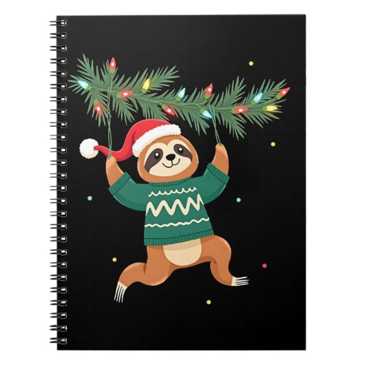 Cute Xmas Sloth Santa Hat Christmas Sloth - Tree L ノートブック (正面)