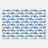 Cute Xmas Trailers RVs Trucks Blue Christmas ラッピングペーパーシート (正面2)