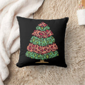 Cute Xmas Tree Leopard Print Funny Holiday Gift クッション (ブランケット)